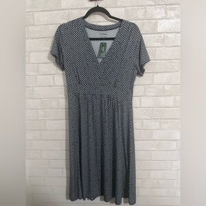 LL Bean Women's Summer Knit Dress, Short-Sleeve Print Size M #1920